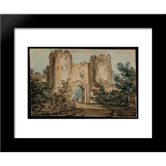 A Gateway with Two Round Towers 20x24 Framed Art Print by Thomas Girtin