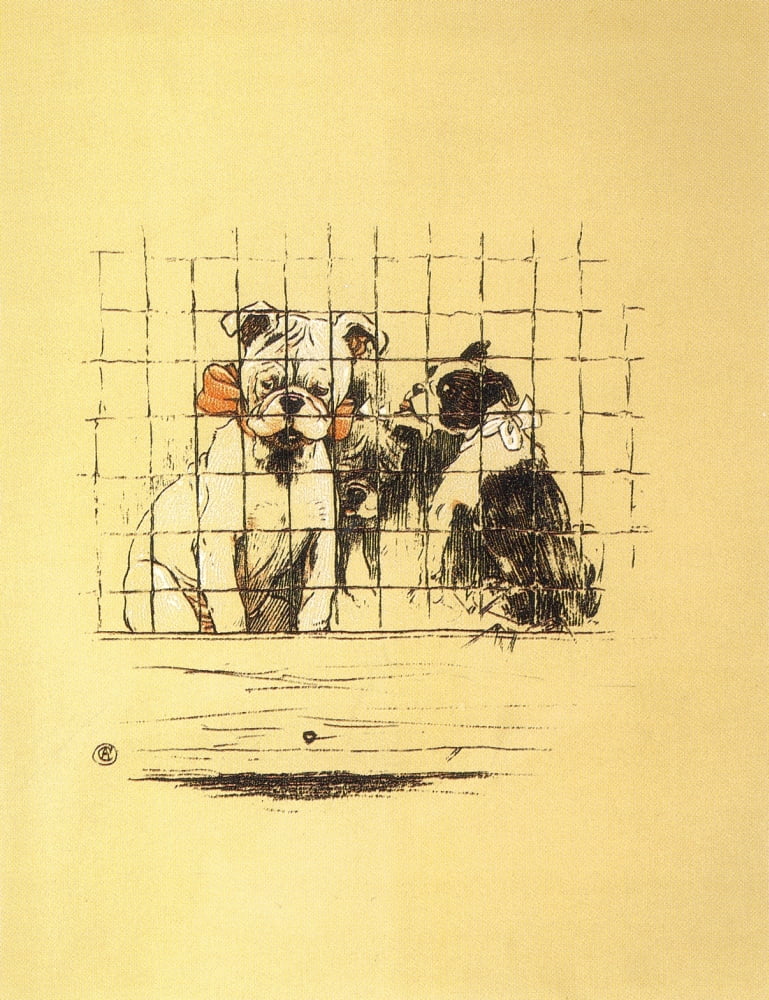 A Gay Dog 1905 Behind bars Canvas Art - Cecil Aldin (24 x 36)