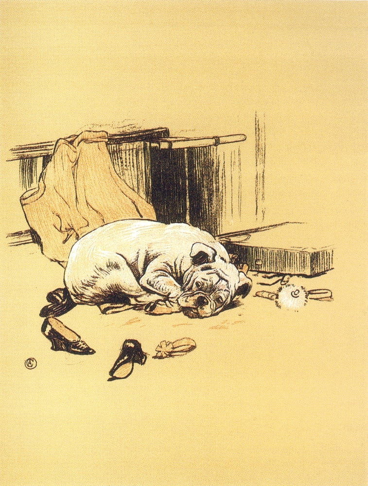 A Gay Dog 1905 Belly ache Canvas Art - Cecil Aldin (18 x 24)