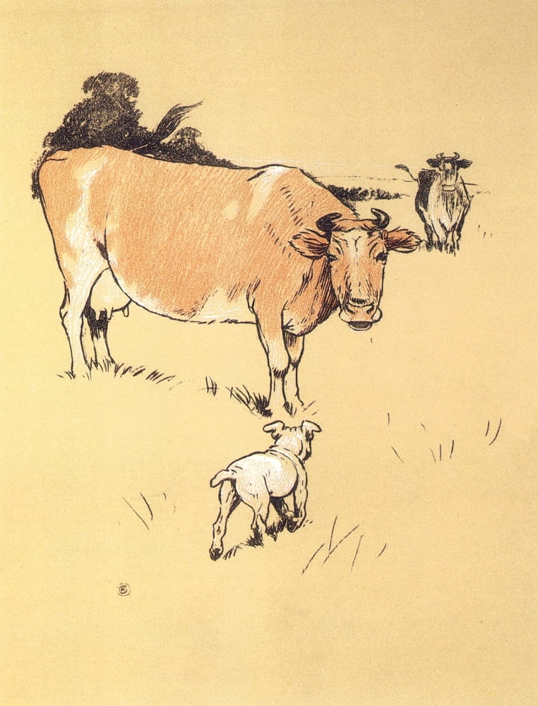 A Gay Dog 1905 Cow Canvas Art - Cecil Aldin (24 x 36)