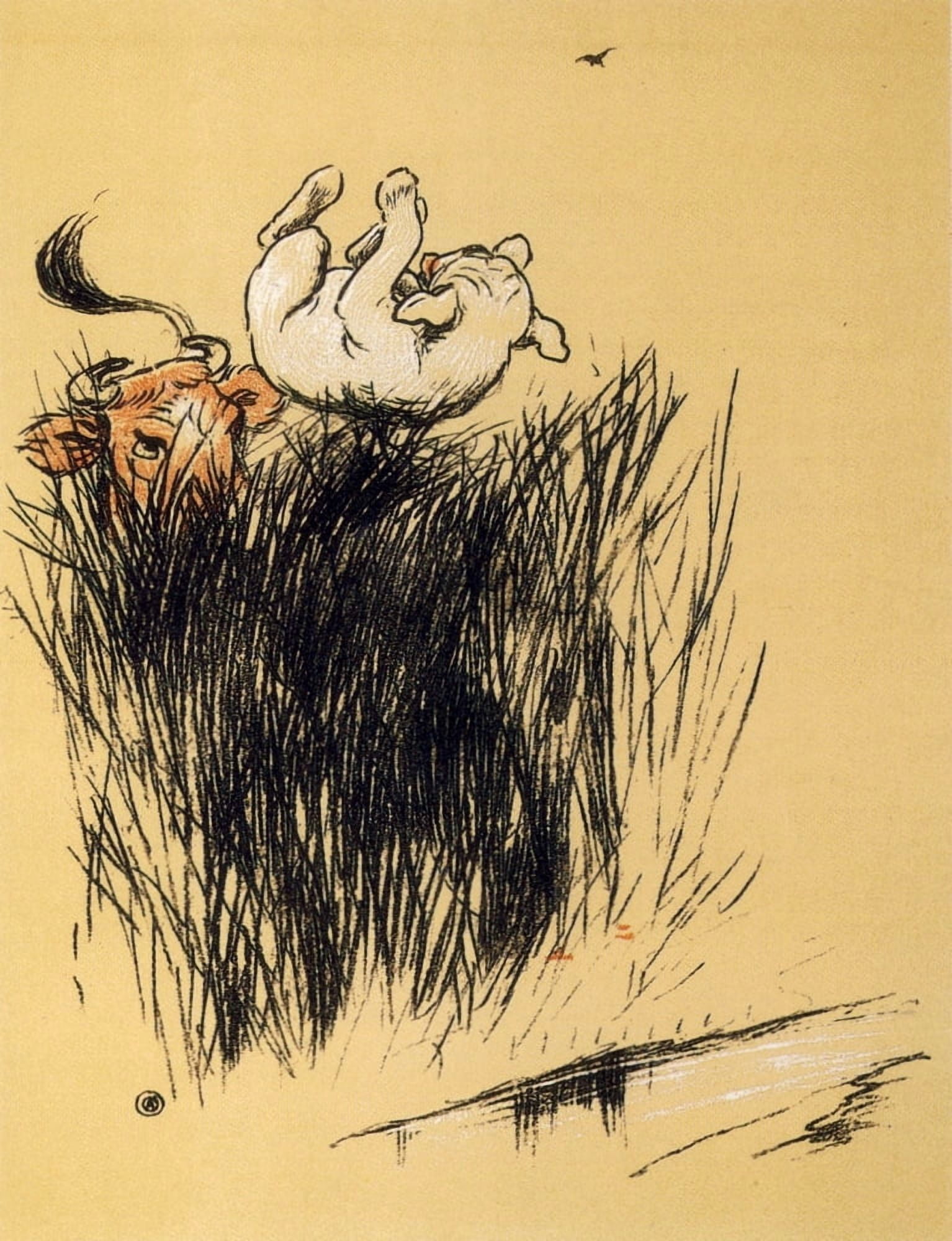 A Gay Dog 1905 Ejected by the cow Canvas Art - Cecil Aldin (18 x 24)