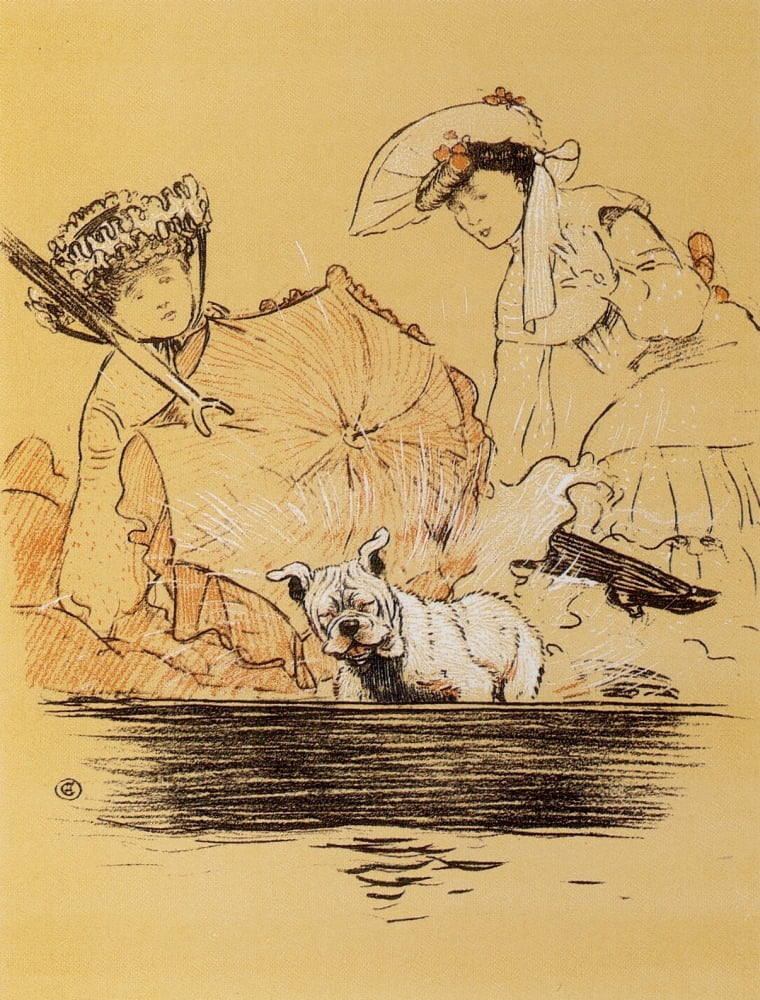 A Gay Dog 1905 Getting dry Canvas Art - Cecil Aldin (18 x 24)