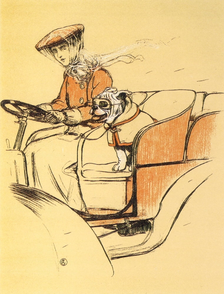 A Gay Dog 1905 Going for a drive Canvas Art - Cecil Aldin (24 x 36)