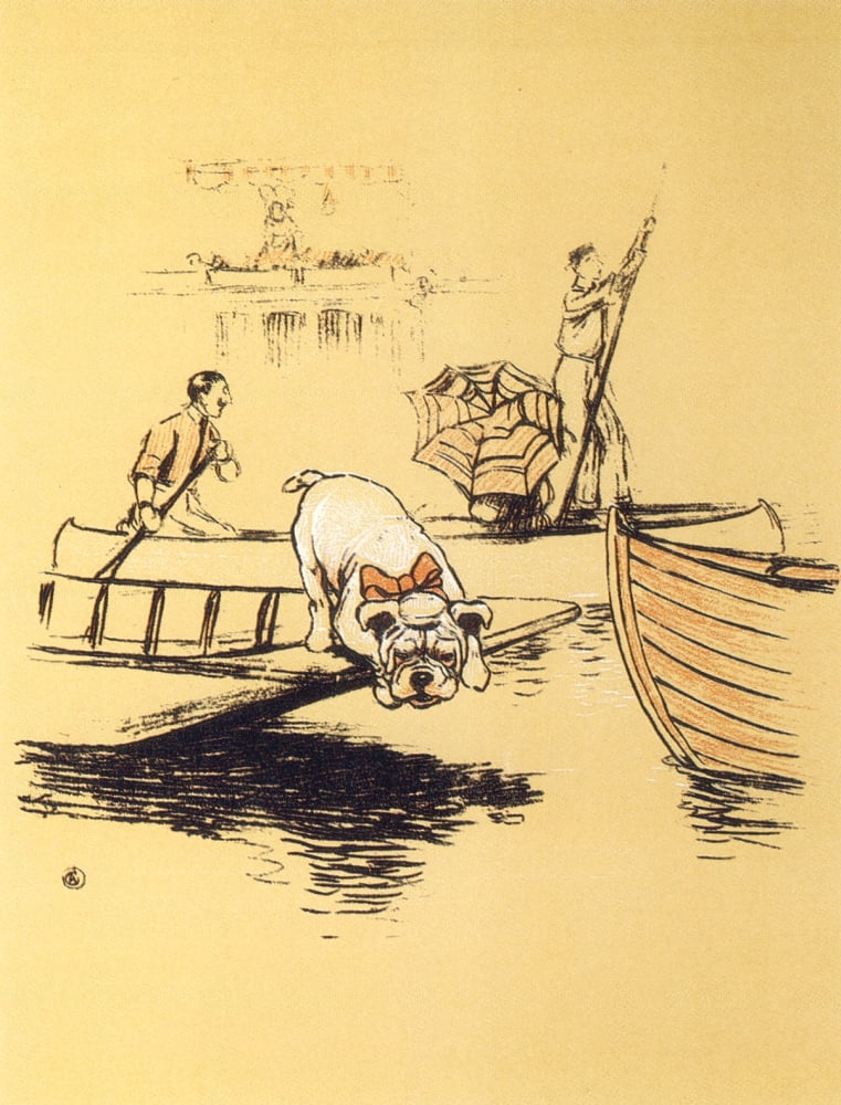 A Gay Dog 1905 Testing the water Canvas Art - Cecil Aldin (18 x 24)