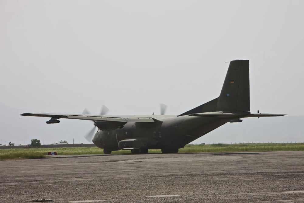 A German Air Force Transall C-160 taxis on the runway Canvas Art - Terry MooreStocktrek Images (18 x 12)