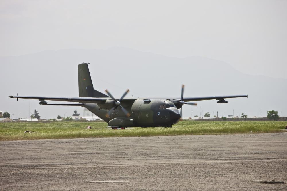 A German Air Force Transall C-160 taxis on the runway Canvas Art - Terry MooreStocktrek Images (18 x 12)