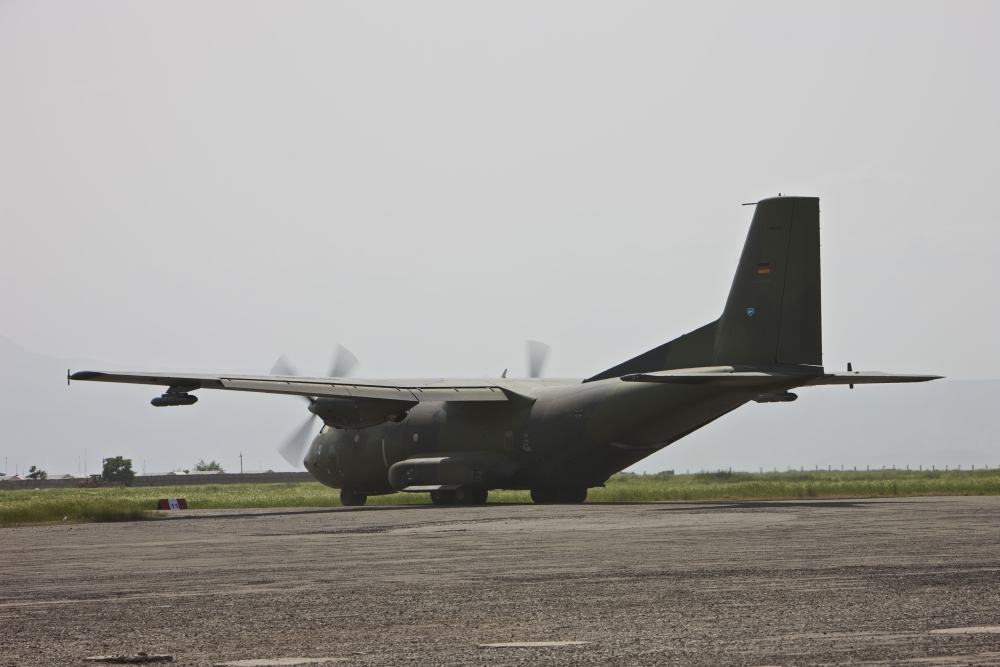 A German Air Force Transall C-160 taxis on the runway Canvas Art - Terry MooreStocktrek Images (35 x 24)