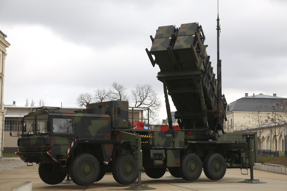 A German Army Patriot surface-to-air missile system Canvas Art - Timm ZiegenthalerStocktrek Images (34 x 23)