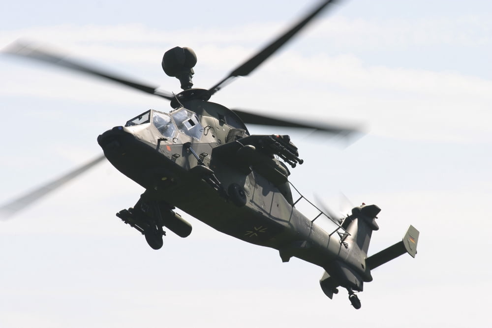A German Army Tiger Eurocopter in flight over Germany Canvas Art - Timm ZiegenthalerStocktrek Images (18 x 12)