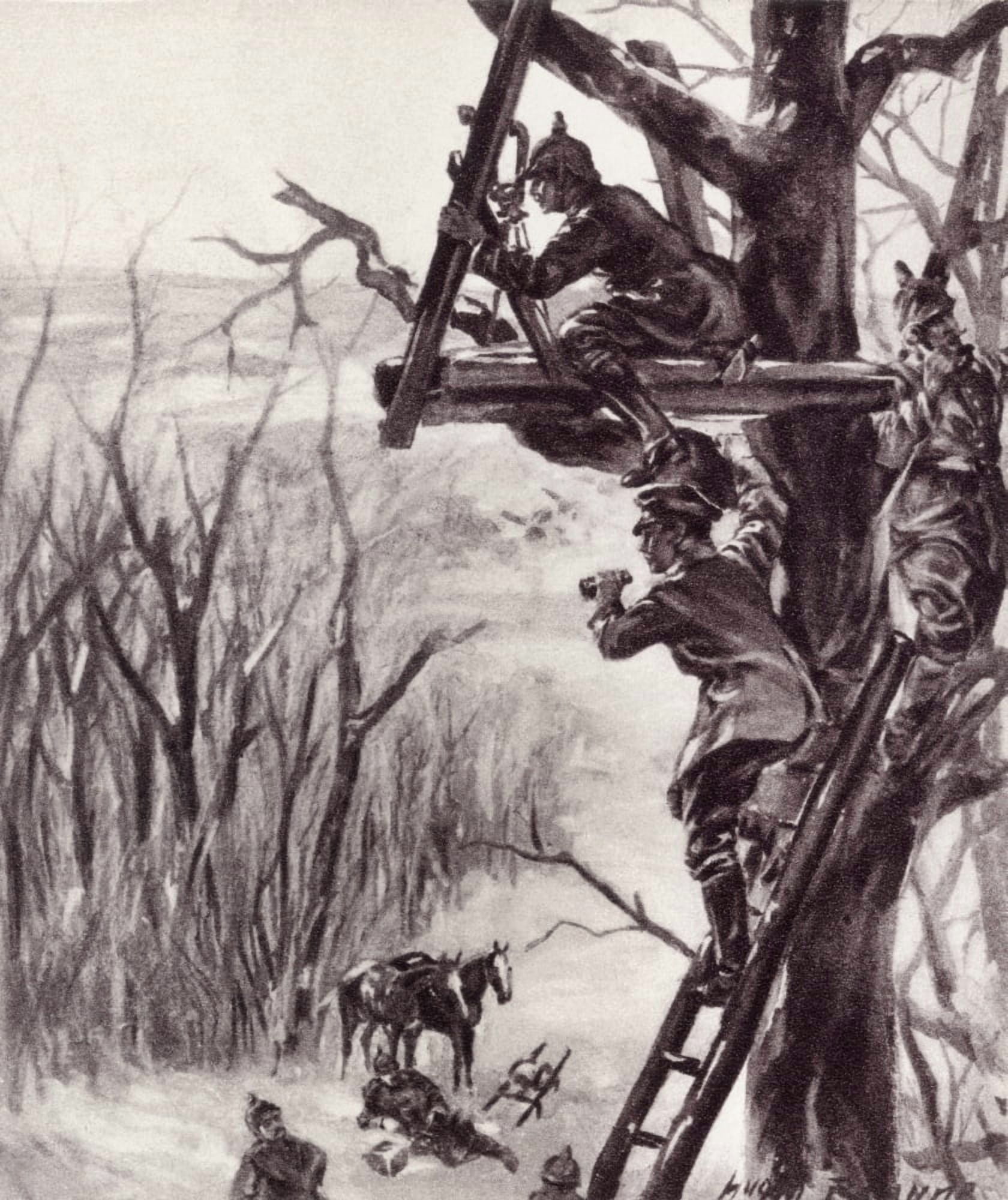 A German Artillery Observation Post During World War I From The Illustrated War News 1915 Canvas Art - Ken Welsh Design Pics (13 x 16)