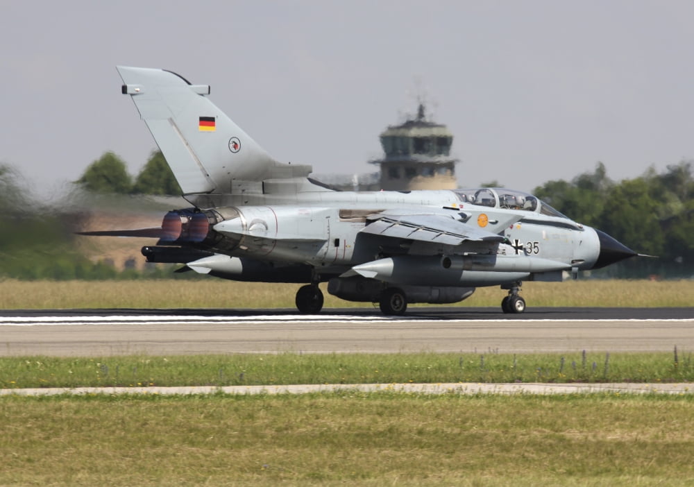 A German Tornado aircraft Lechfeld Airbase Germany Canvas Art - Timm ZiegenthalerStocktrek Images (17 x 12)