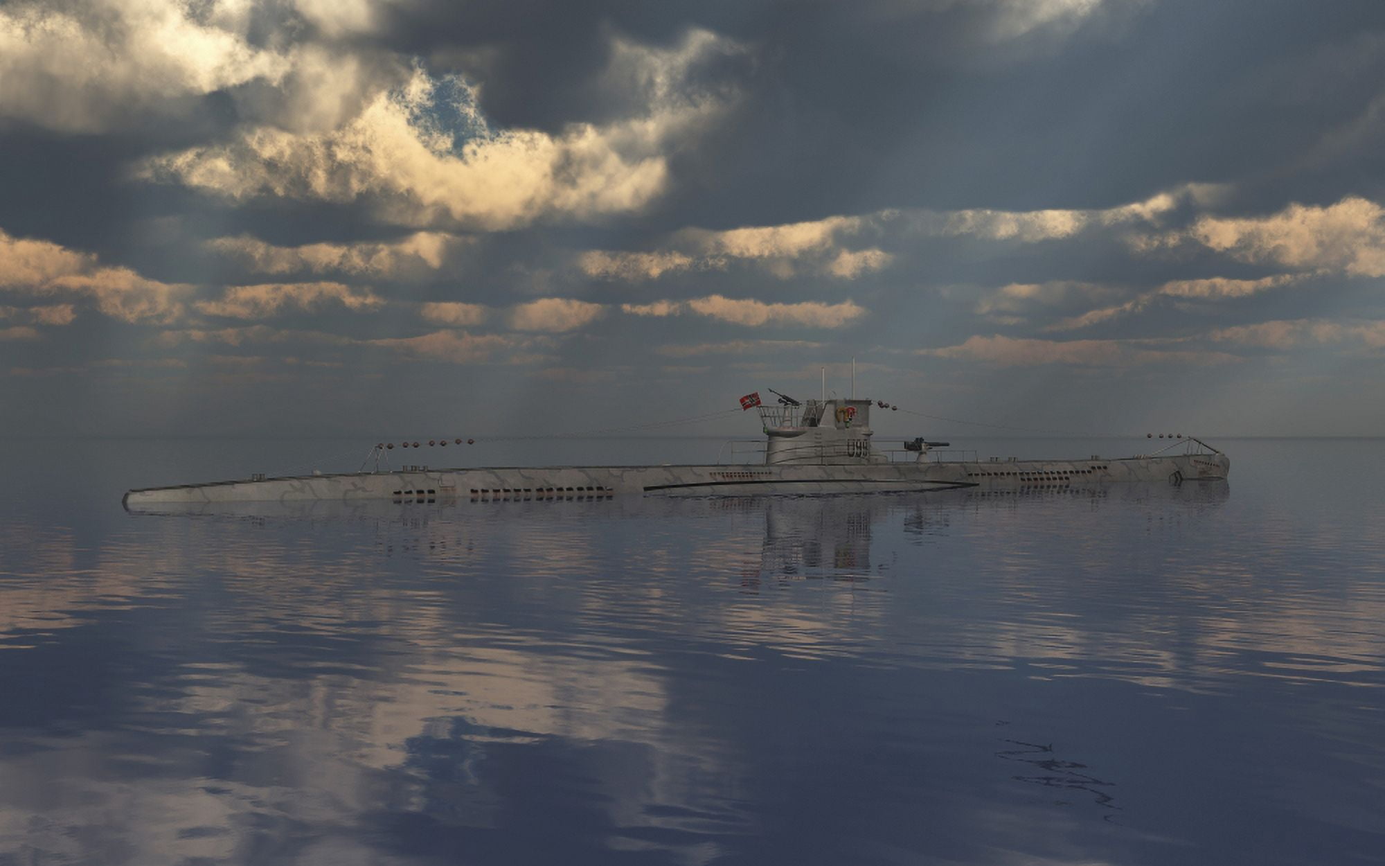 A German U-boat on patrol Canvas Art - Mark StevensonStocktrek Images (36 x 23)