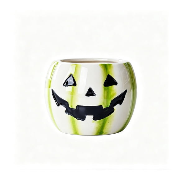 A Ghost Shaped Ceramic Planter With Cute Expressions For Indoor Tabletop Home Decor Set