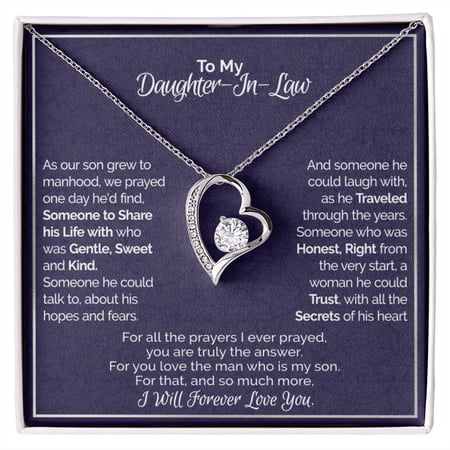 A Gift For Daughter In Law - You Are Truly The Answer - Forever Love Necklace - White Gold or Yellow Gold - Gift Box