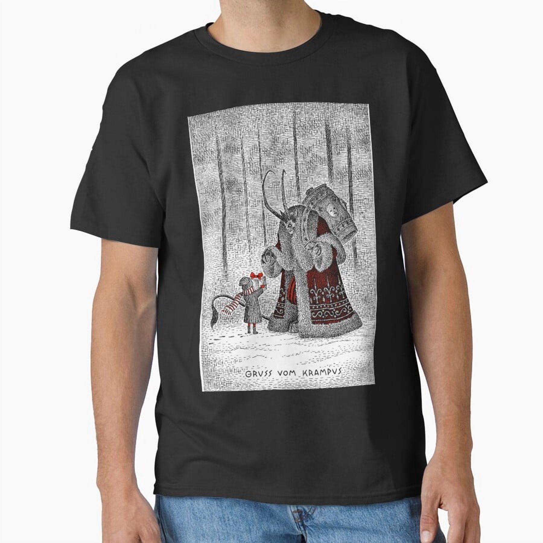 Officially Licensed Krampus Vintage T-Shirt - Gothic Christmas Horror Design, Unisex, Black, XXL