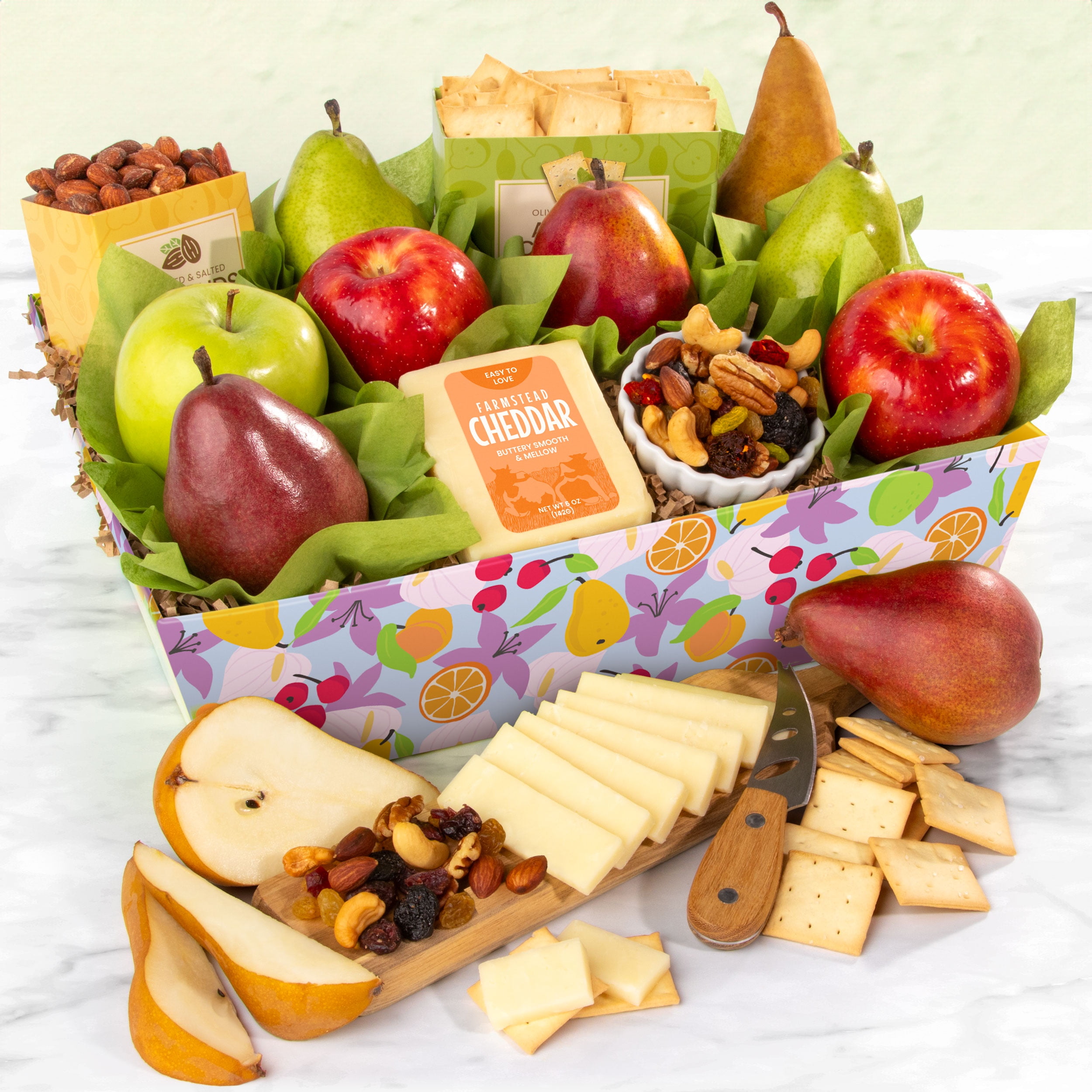 Golden State Fruit Classic Fresh Fruit Basket Gift with Crackers, Cheese and Nuts for Holiday, Thank You, Birthday, Get Well, Anniversary, Corporate