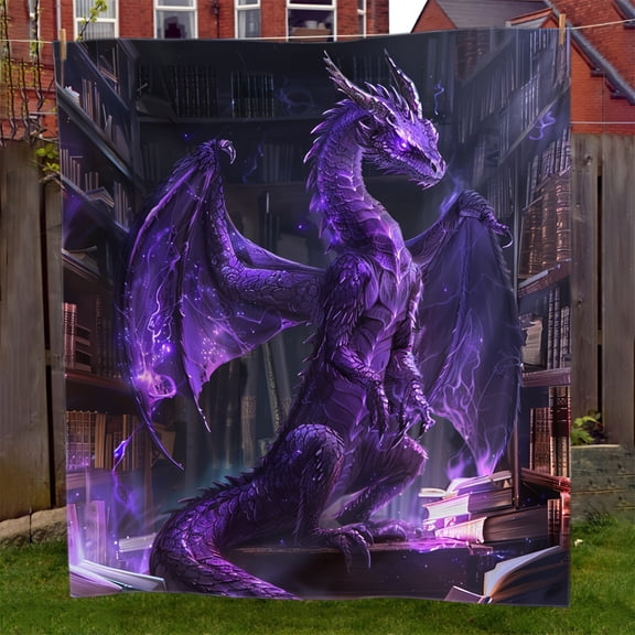 A Gift for Book Lovers Purple Dragon Soft Blanket Flannel Blanket