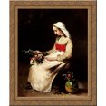 thumbnail image 1 of A Girl Arranging a Vase of Flowers 20x24 Gold Ornate Wood Framed Canvas Art by Ribot, Theodule, 1 of 2