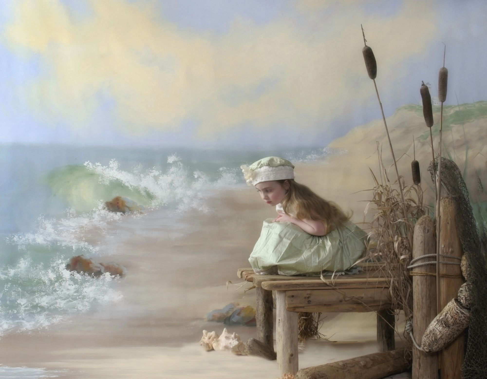 A Girl Posed By The Seashore Victoria British Columbia Canada Canvas Art - Pete Stec Design Pics (32 x 24)