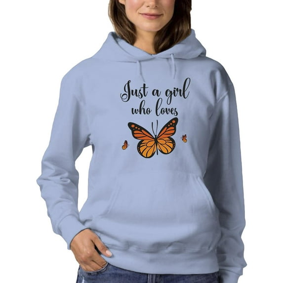 A Girl Who Loves Butterflies Hoodie Women -Smartprints Designs, Female Large