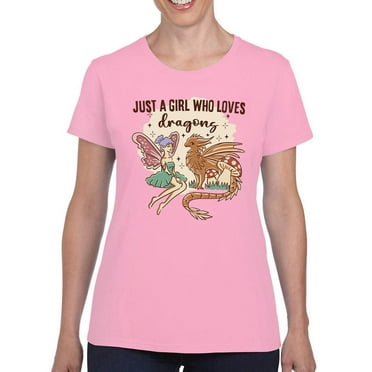 A Girl Who Loves Dragons T-Shirt Women -Smartprints Designs, Female Medium