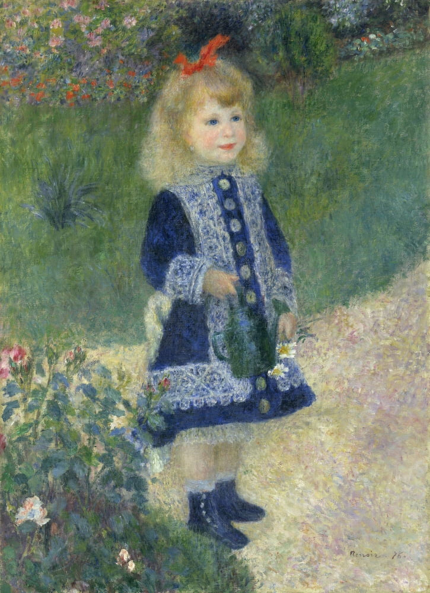 A Girl With A Watering Can Canvas Art - (18 x 24)