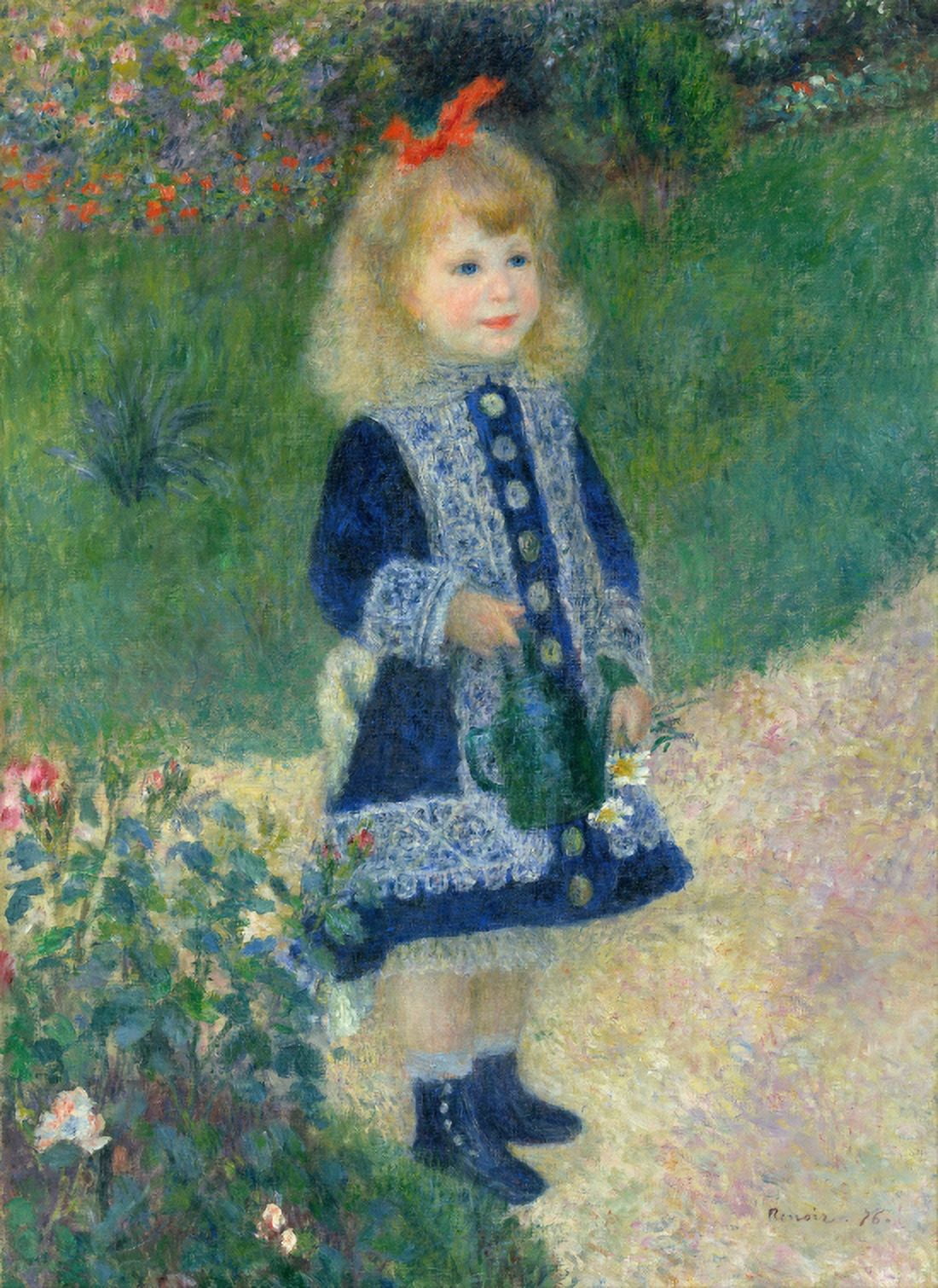 A Girl With A Watering Can Canvas Art - Pierre Auguste Renoir (24 x 36)