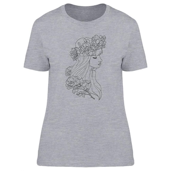 A Girl With Flowers T-Shirt Women -Image by Shutterstock, Female Medium