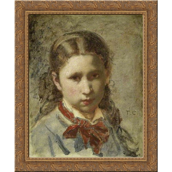 A Girl's Head 24x20 Gold Ornate Wood Framed Canvas Art by Thomas Couture