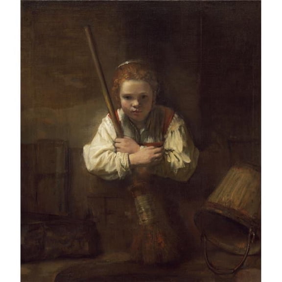 A Girl with A Broom Poster Print - 18 x 24