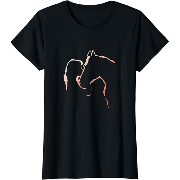 A Girl with Her Horse | Little Girl Kissing Horse Silhouette T-Shirt