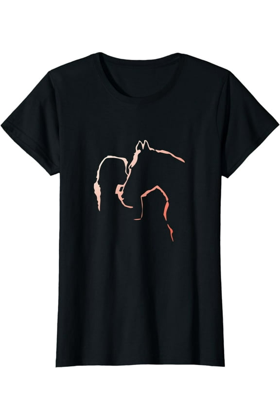 A Girl with Her Horse | Little Girl Kissing Horse Silhouette T-Shirt