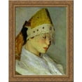 thumbnail image 1 of A Girl with Kokoshnik (Woman's Headdress in Old Russia) 24x20 Gold Ornate Wood Framed Canvas Art by Nesterov, Mikhail, 1 of 2