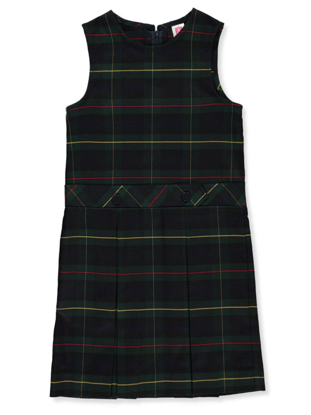 A+ Girls' Bib Front Jumper School Uniform - green/gold *plaid #83*, 5  (Little Girls) - Walmart.com