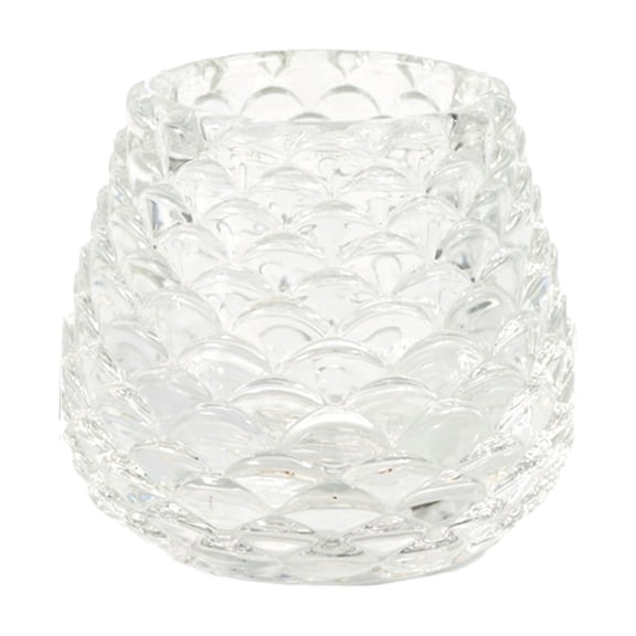 A Glass Tealight Candle Holder With Pinecone Pattern For Romantic Dinner Table Decor Style A