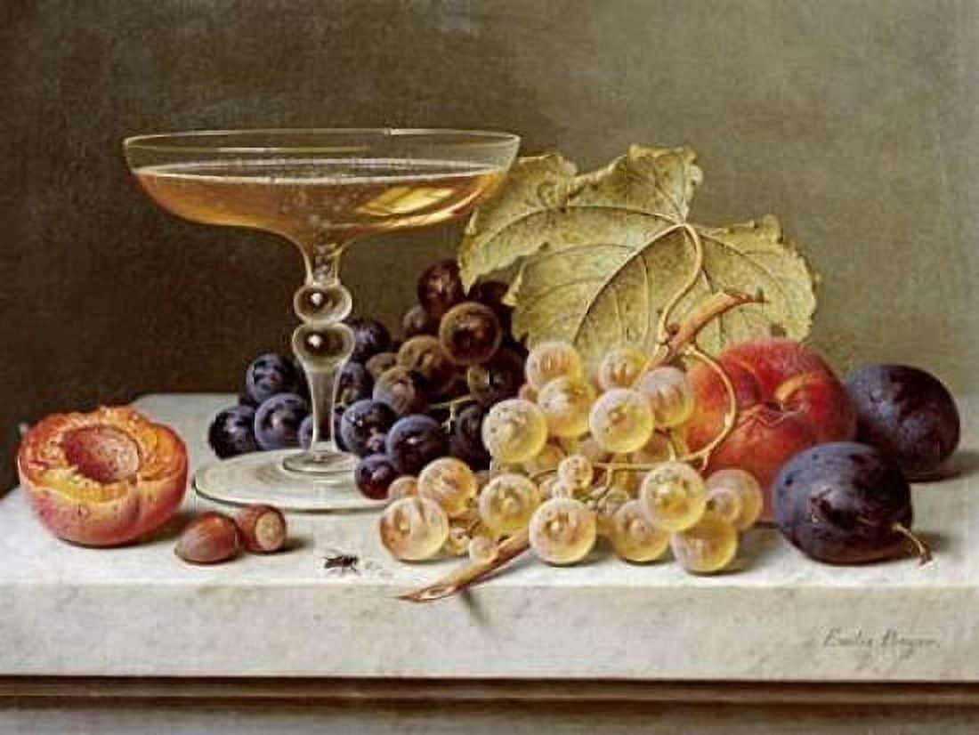 A Glass of Champagne and Grapes Canvas Art - Emilie Preyer (22 x 28)