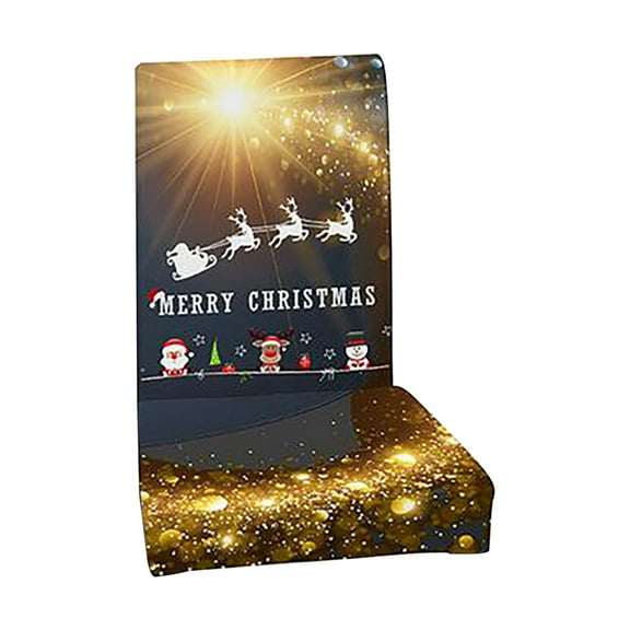 A Glitter Christmas Tablecloth And Chair Covers Set, Polyester Fabric 140X140Cm With 4 Seat Covers