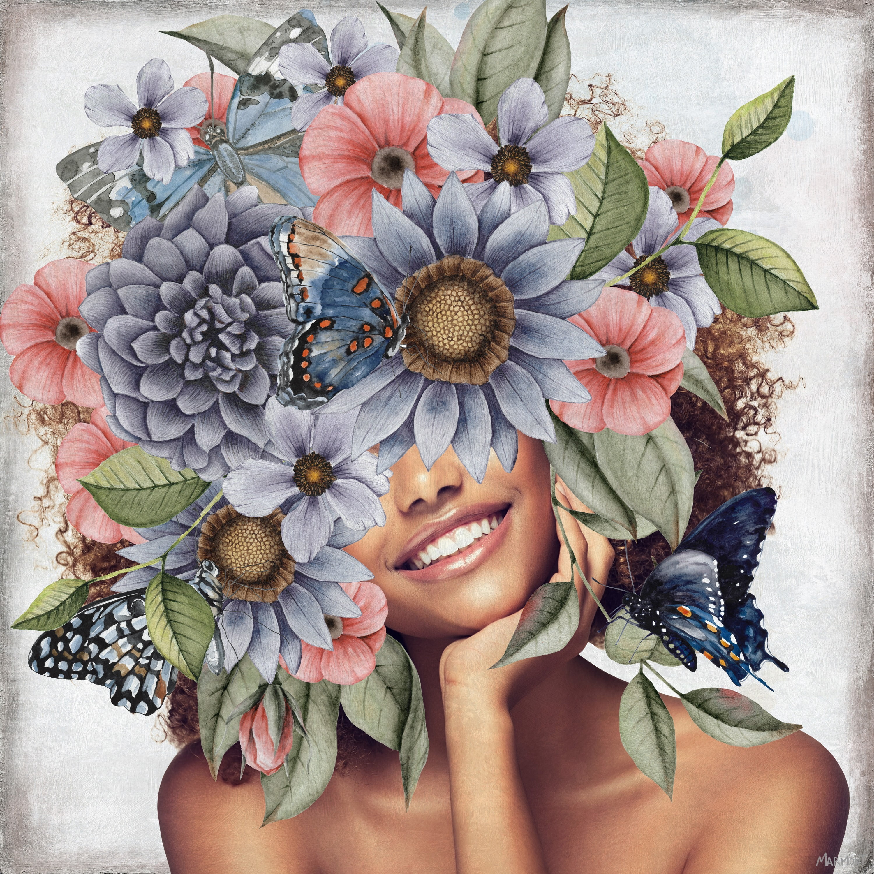 A Glowing Smile 48 in x 48 in Painting Canvas Art Print, by Marmont Hill