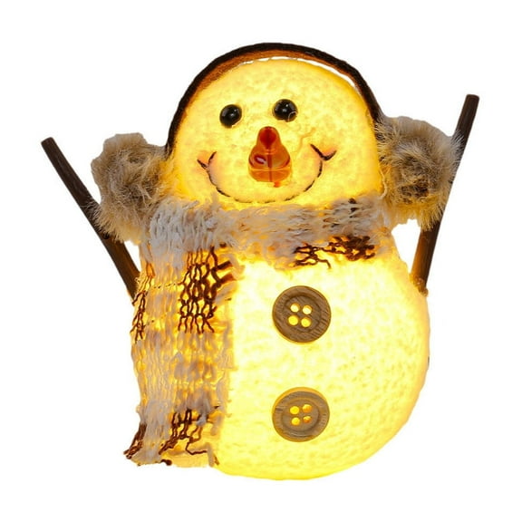 A Glowing Snowman Christmas Ornament, Plaid Scarf Holiday Decor, Light-Up Decoration For Tree And Home Festive Atmosphere