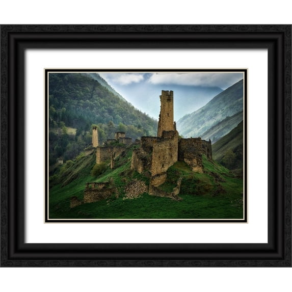 A. Godovikov, Ivan 18x15 Black Ornate Wood Framed with Double Matting Museum Art Print Titled - Tsori Towers Of Ingushetia 2