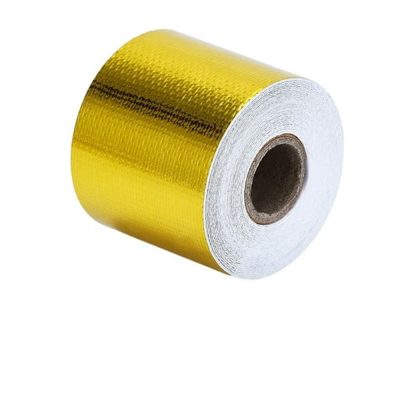 A Gold 2'' Heat Tape Air Intake Heat Insulation Wrap Reflective Heat Barrier Self Adhesive Engine 2 Inch 5/10M