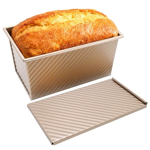 Pullman Rectangular Loaf Pan, Premium Bread Baking Pan with Secure Lid, Heavy Duty Non-Stick Oven Safe Toast Pan Set with 50 Release Sheets
