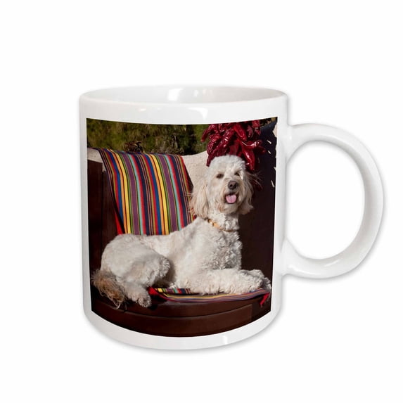 3drose, a Goldendoodle Dog on a Garden Bench - Us32 Zmu0095 - Zandria Muench Beraldo, 15oz Mug