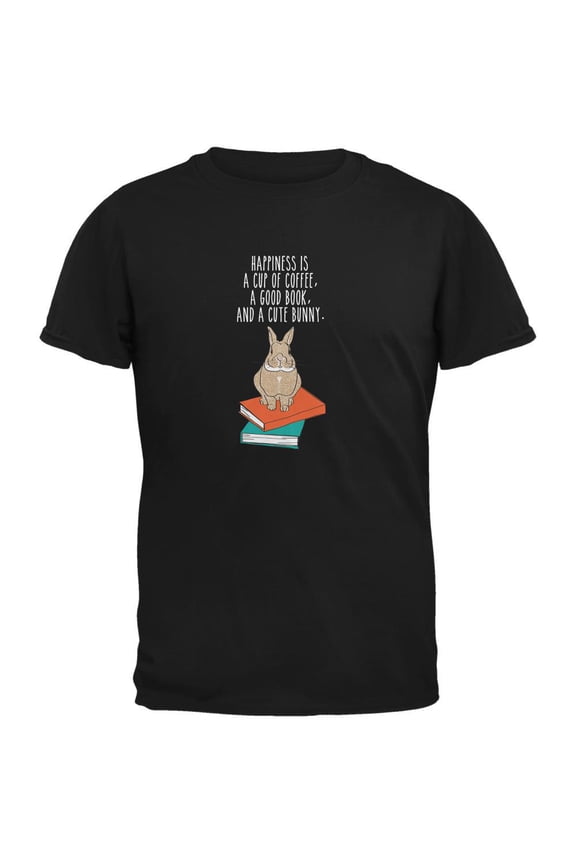 A Good Book and My Bunny Black Adult T-Shirt - 2X-Large