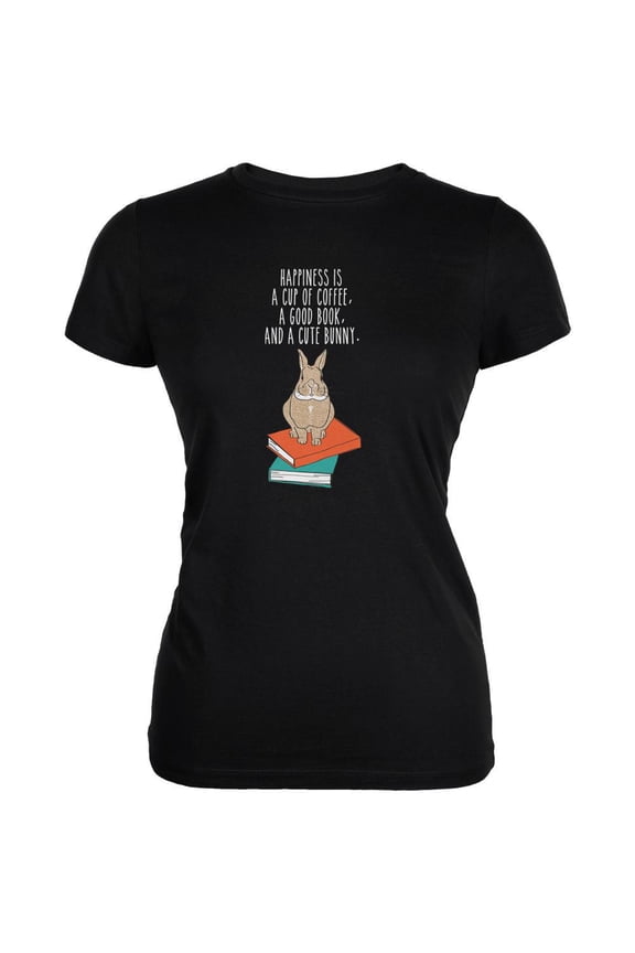 A Good Book and My Bunny Black Juniors Soft T-Shirt - X-Large
