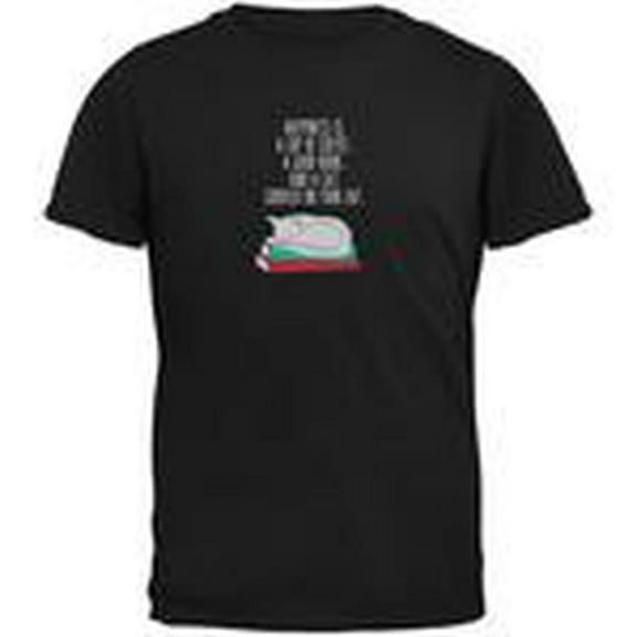 A Good Book and My Cat Black Adult T-Shirt - X-Large