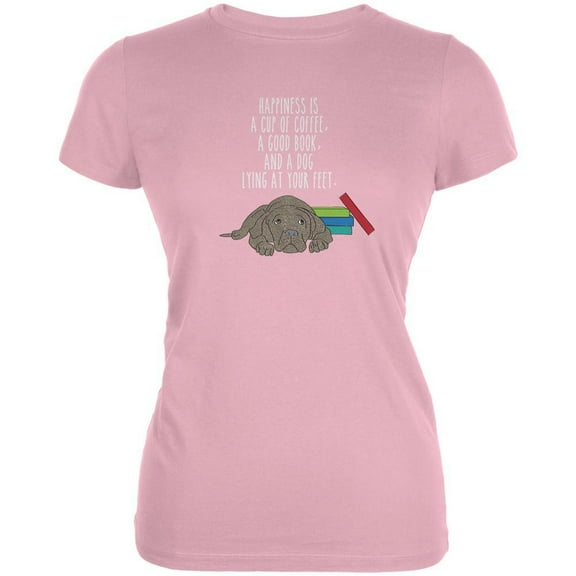A Good Book and My Dog Pink Juniors Soft T-Shirt - Medium