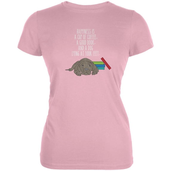 A Good Book and My Dog Pink Juniors Soft T-Shirt - Medium