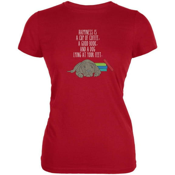 A Good Book and My Dog Red Juniors Soft T-Shirt - Large