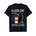 thumbnail image 1 of A Good Day Starts With Coffee And Cats Funny Cute Cat Lovers T-Shirt, 1 of 5